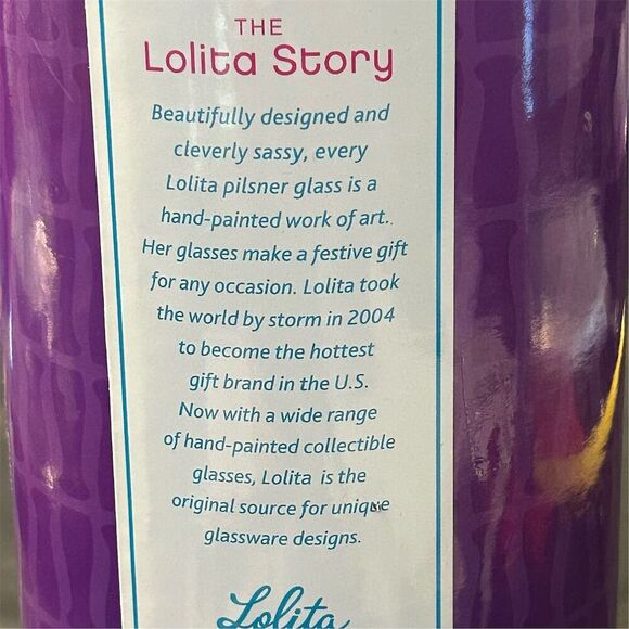 Lolita Hand-Painted Pilsner Glass 22 oz Celebration Festive Navy Theme - Picture 9 of 12